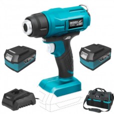 DEDRA set Pistol aer cald SAS+ALL cu 2 acumulatori Li-Ion 18V 4.0Ah incarcator 60W si geanta